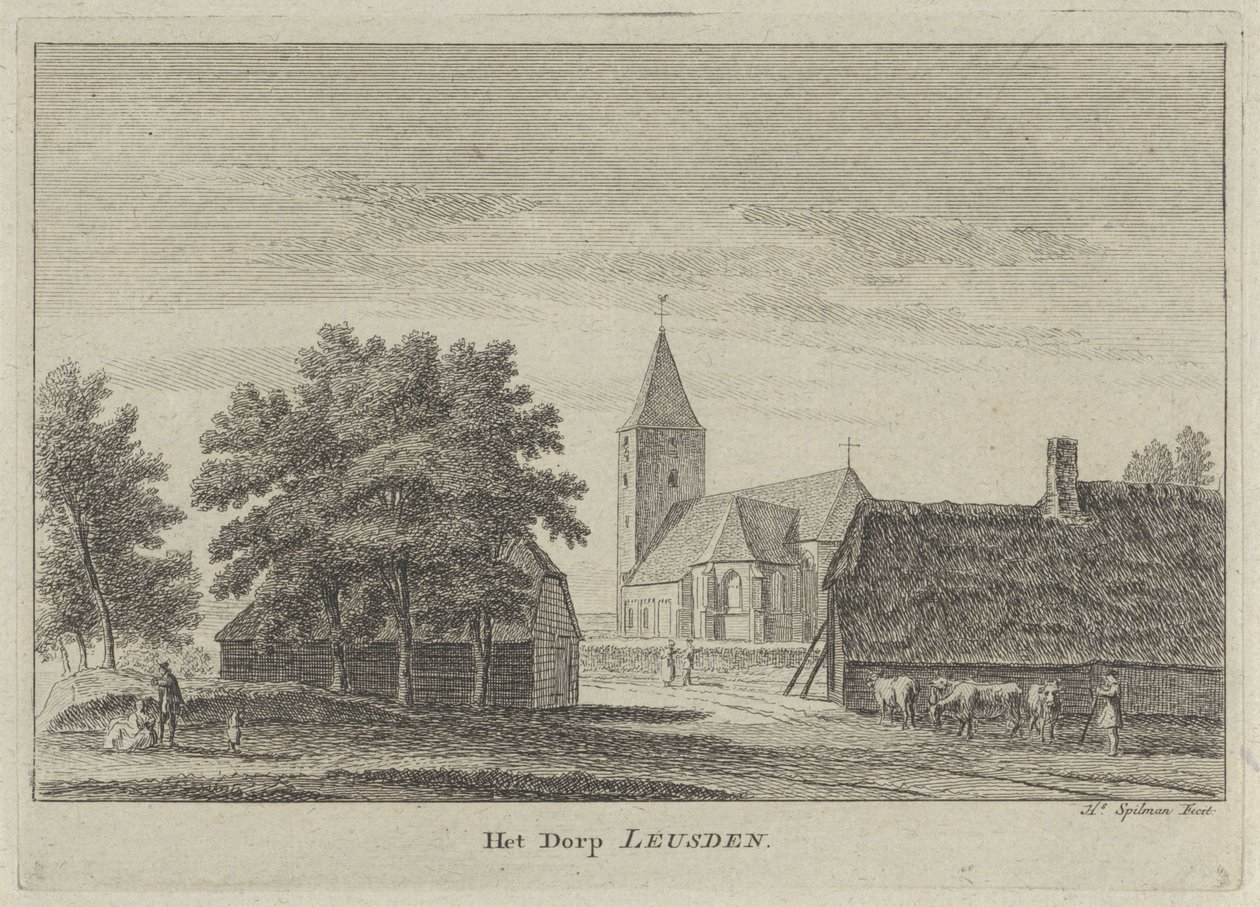 Utsikt over Leusden Landsbyen Leusden (tittel på objekt) av Hendrik Spilman