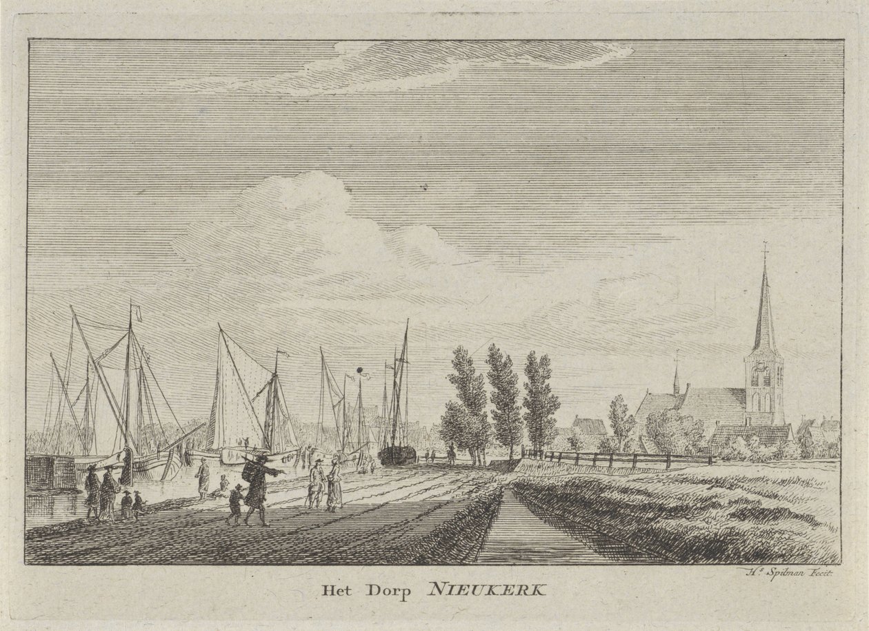 Utsikt over Nieuwerkerk aan den IJssel Landsbyen Nieukerk (tittel på objekt) av Hendrik Spilman