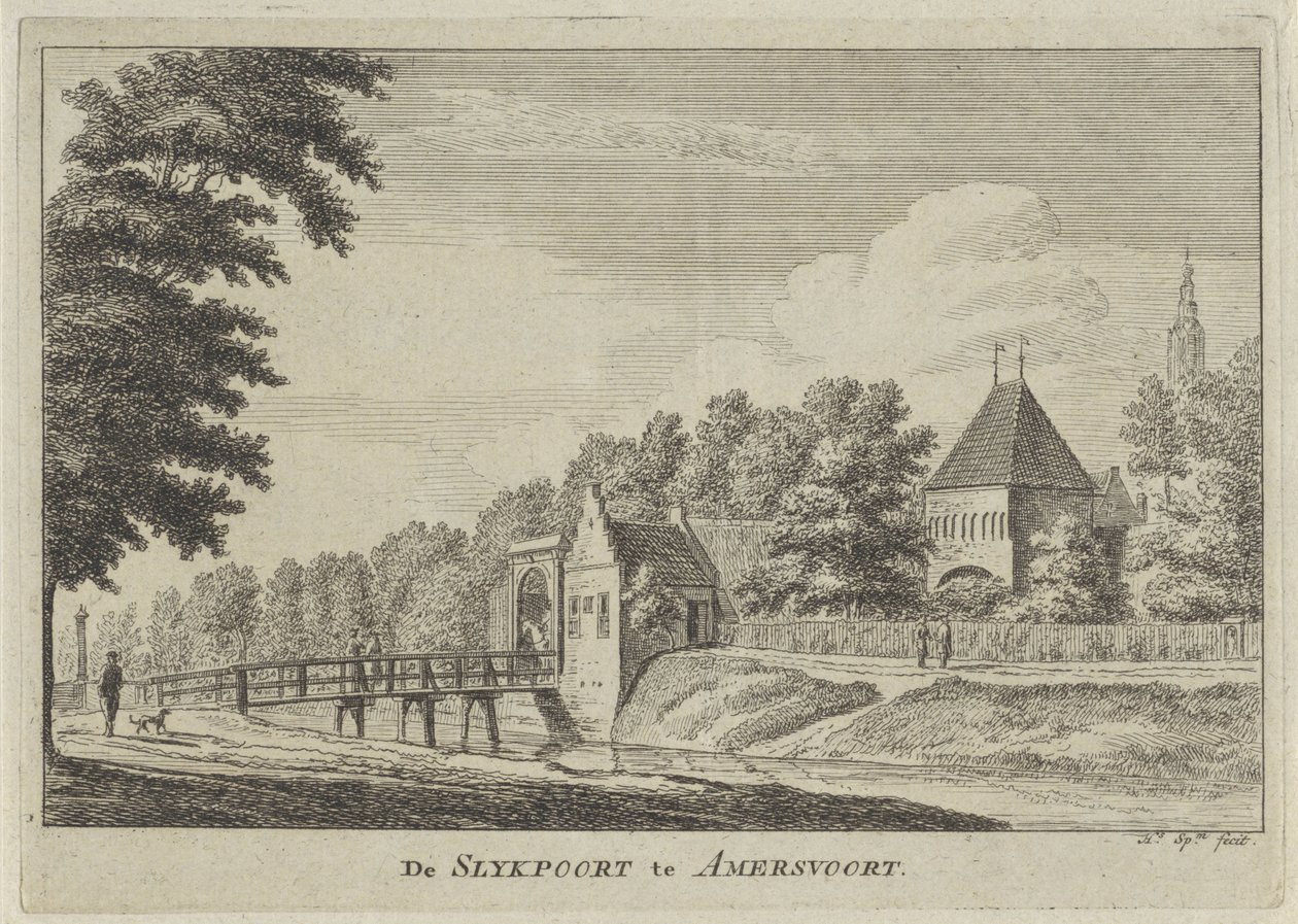 Utsikt over Slijkpoort i Amersfoort Slijkpoort i Amersfoort (tittel på objekt) av Hendrik Spilman