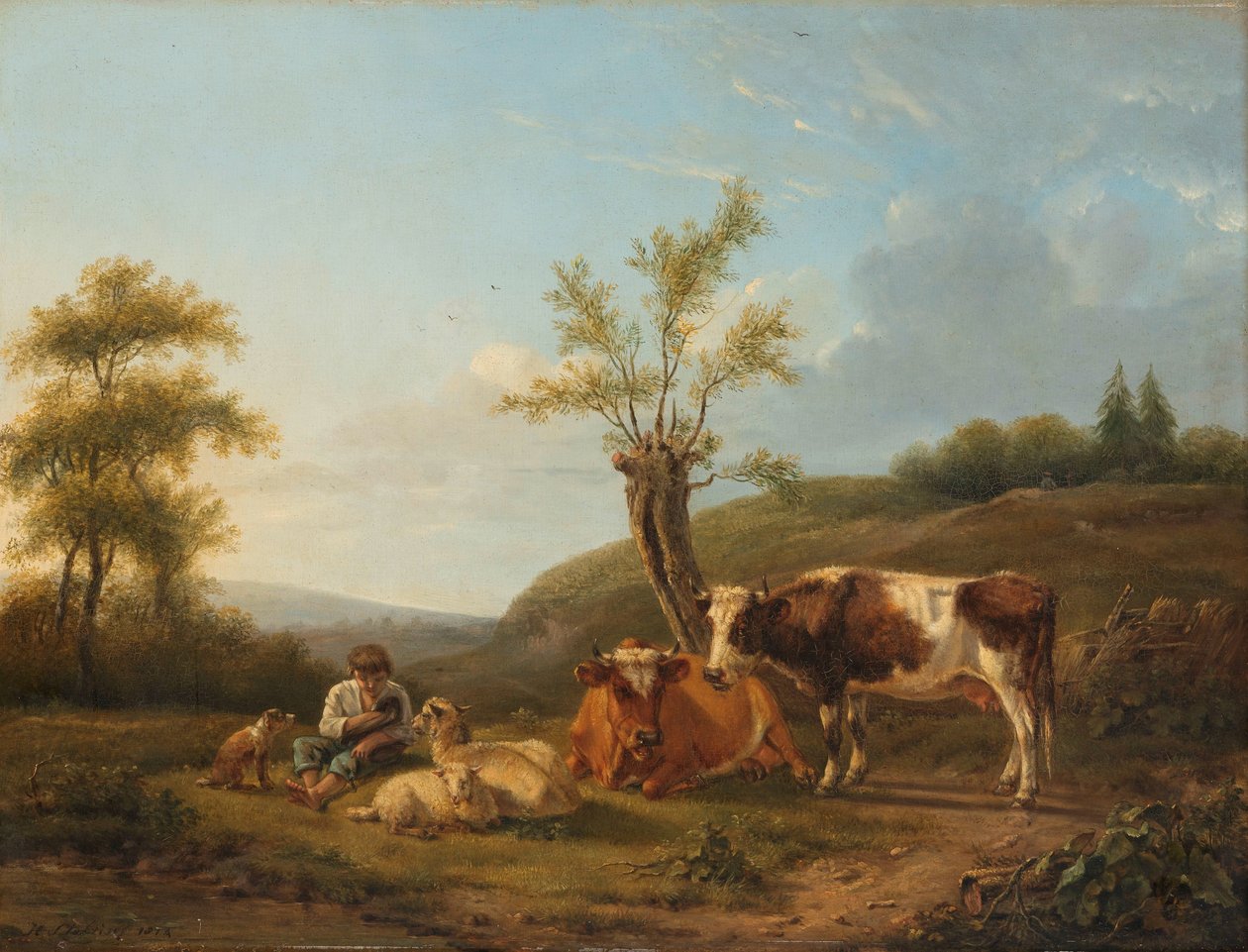 Landskap med storfe nær Darthuizen av Hendrik Stokvisch
