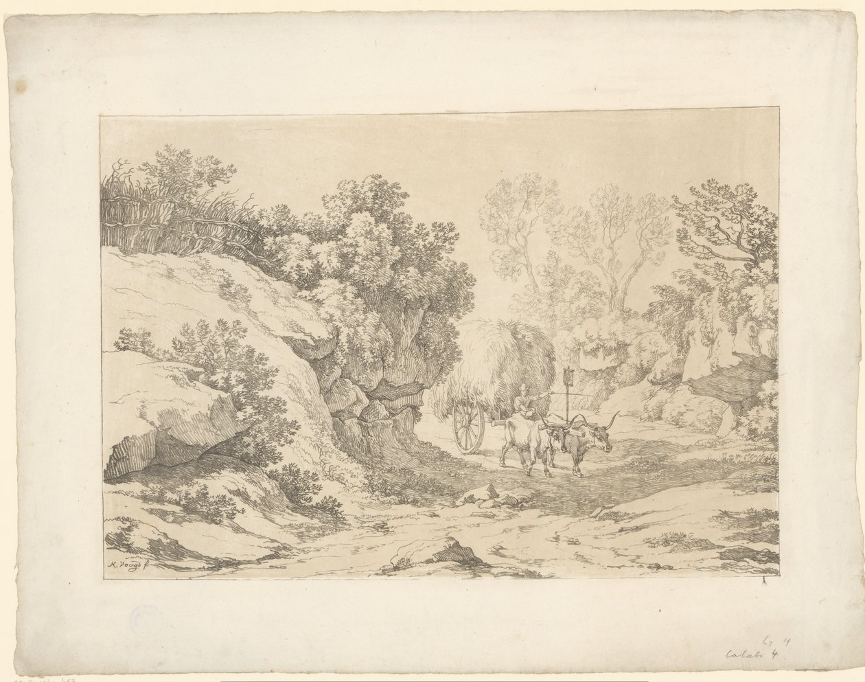 Haywain on the road Tentamina Lithographica (serietittel) Italian Landscapes (serietittel) av Hendrik Voogd