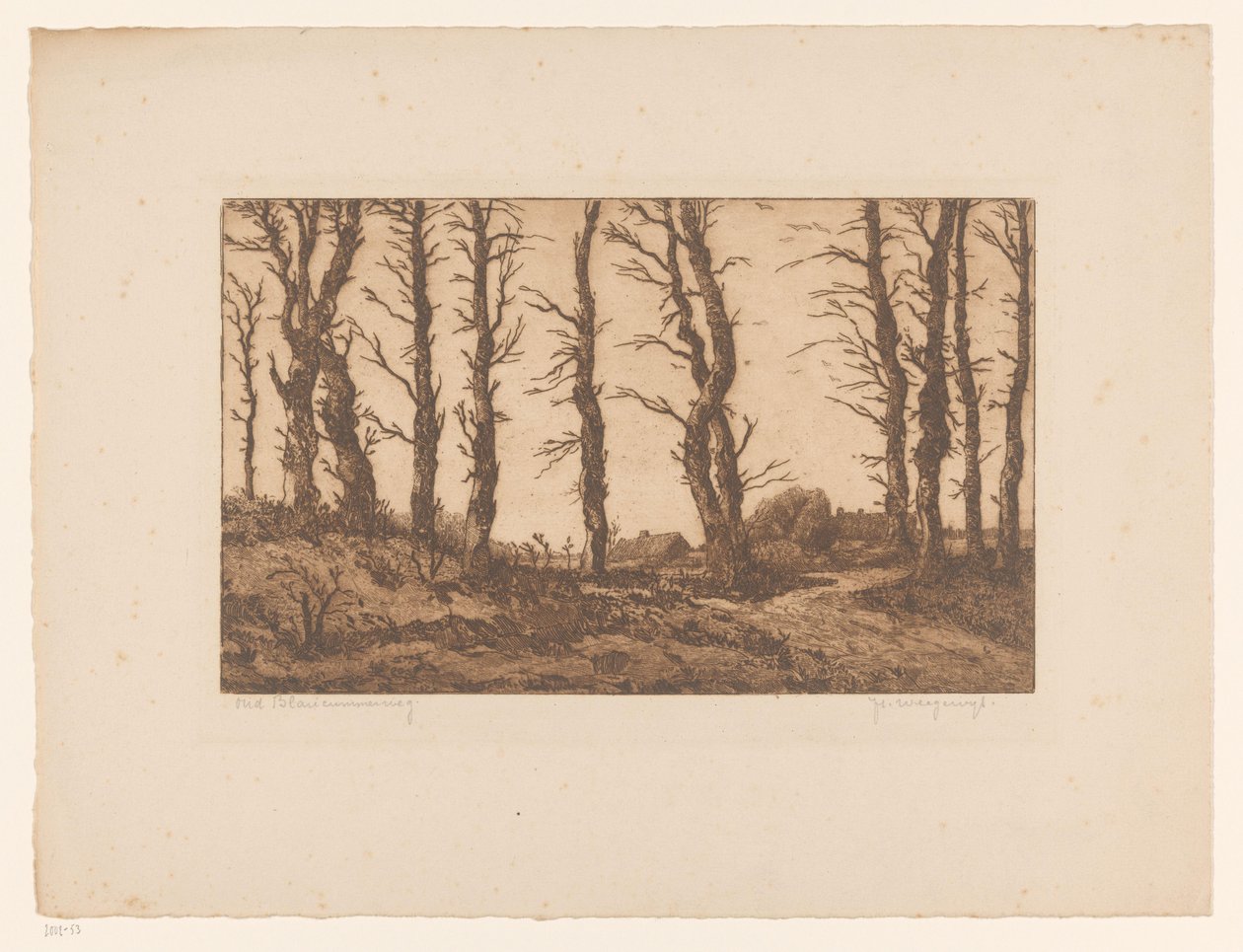 Oud Blaricummerweg (original tittel på objekt) av Hendrik Weegewijs (signed by artist)
