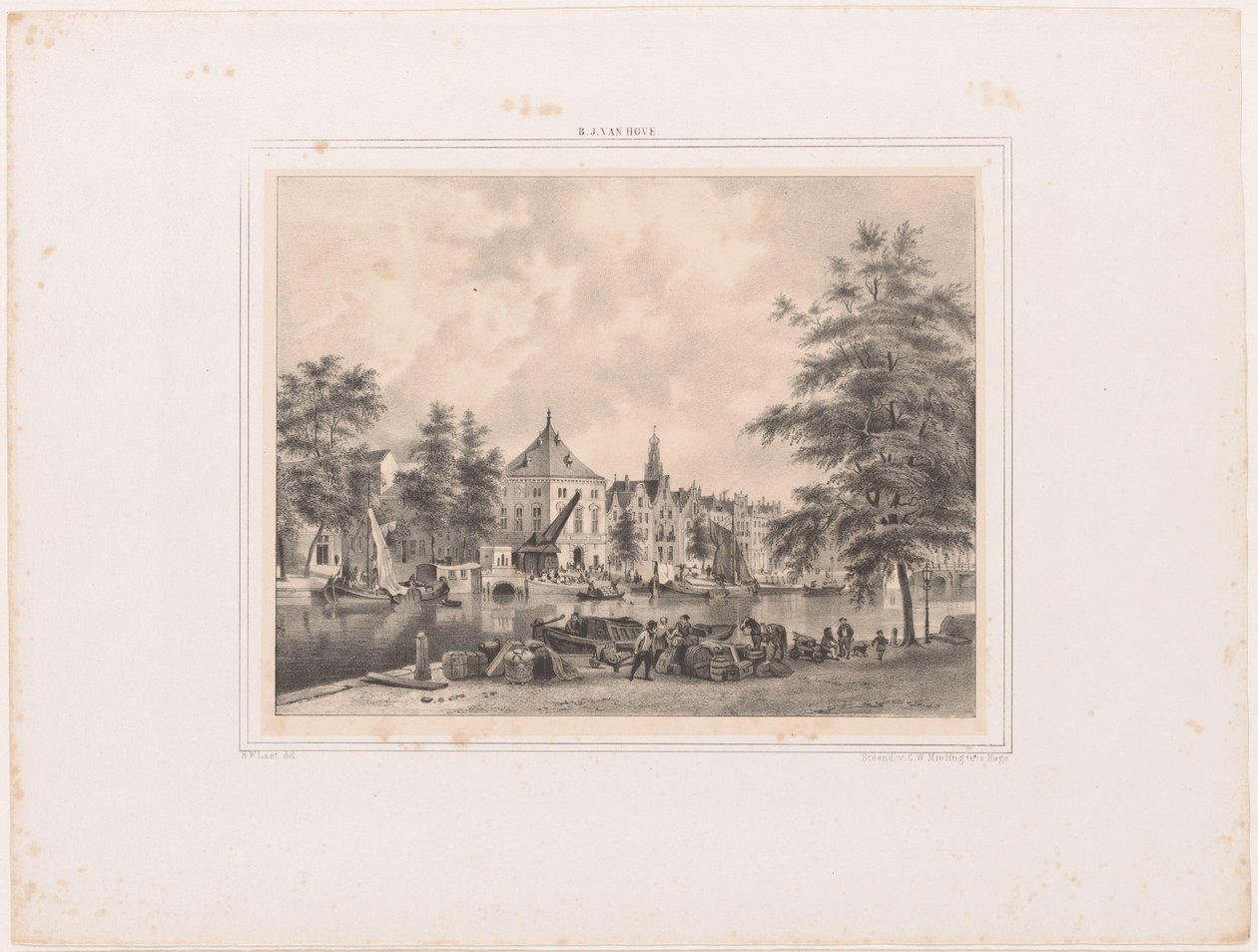 Utsikt over Haarlem fra Spaarne av Hendrik Wilhelmus Last