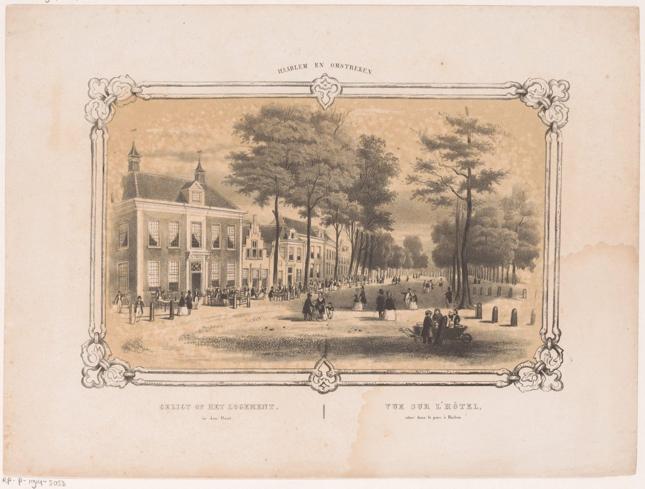 Utsikt over et hotell i Haarlem Gezigt op het lodging i den Hout (tittel på objekt) Haarlem og omgivelser (serietittel på objekt) av Hendrik Wilhelmus Last