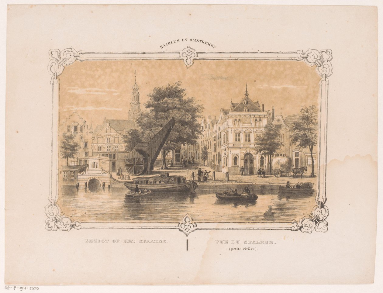 Utsikt over Spaarne med kranen og Waag Utsikt over Spaarne (tittel på objekt) Haarlem og omegn (serietittel på objekt) av Hendrik Wilhelmus Last