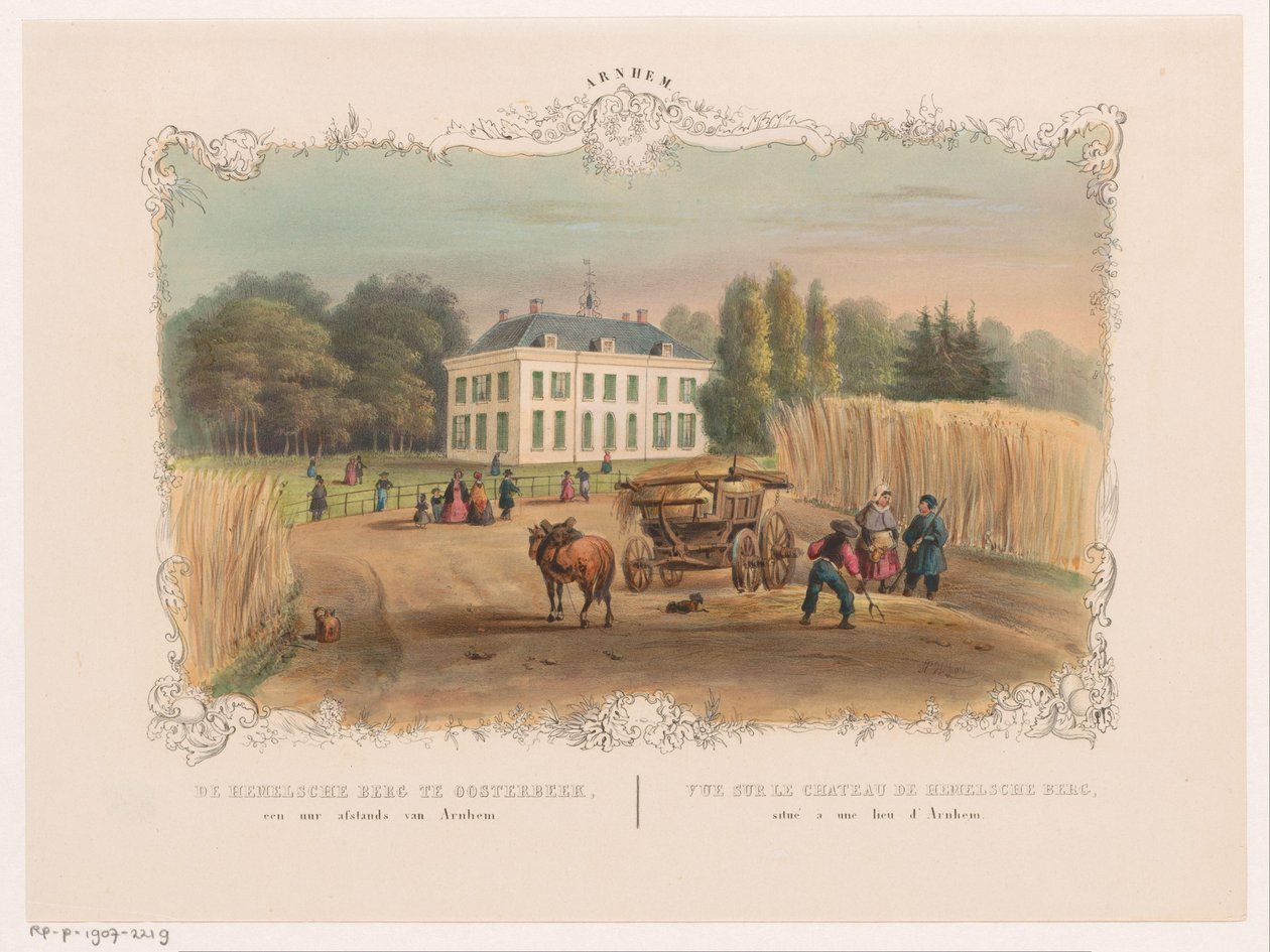 Utsikt over eiendommen og huset Hemelse Berg i Oosterbeek Det himmelske fjellet i Oosterbeek, en time unna Arnhem (tittel på objekt) Arnhem (serietittel på objekt) av Hendrik Wilhelmus Last
