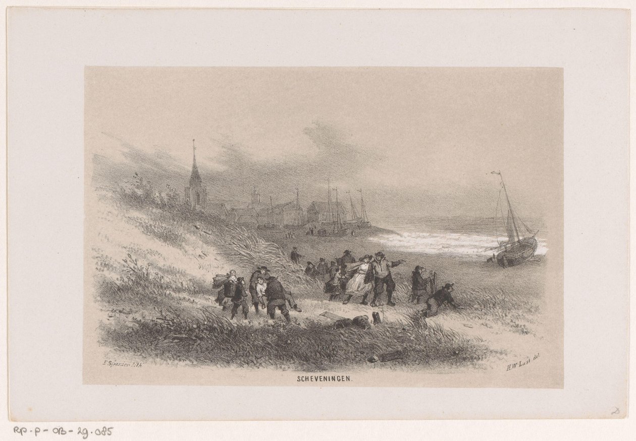Scheveningen under stormen 28. mai 1860 Scheveningen (tittel på objekt) Album med ti litografiske skisser, som viser Tooneelen of the Destruction, agitert av stormen 28. mai 1860 i 