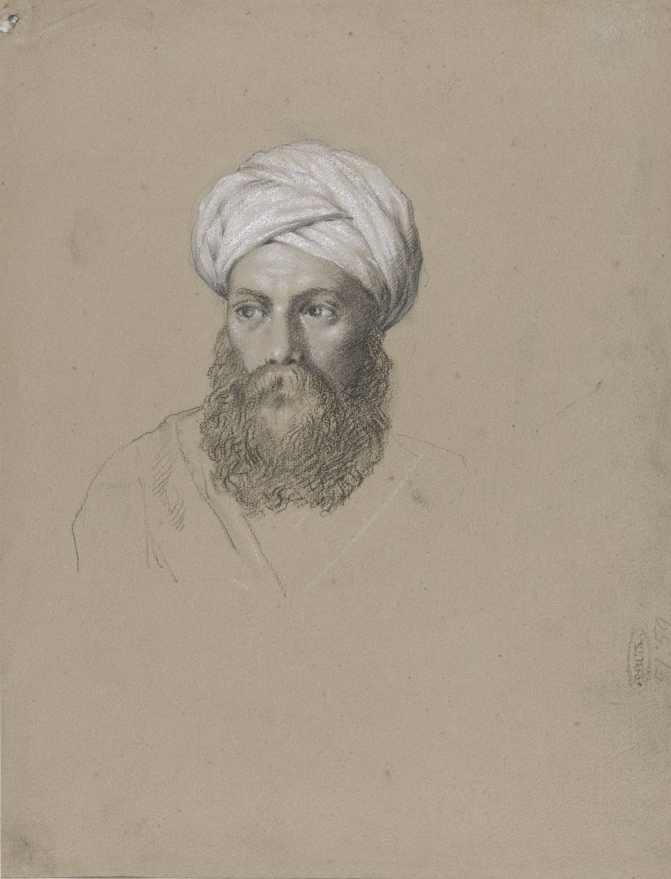 Hodet til en araber med turban av Hendrik Willem Cramer
