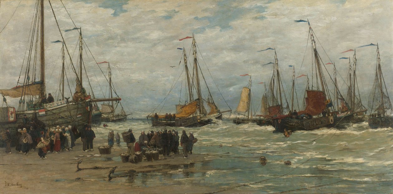 Fishing Pinks in Breaking Waves Pinken in the branding av Hendrik Willem Mesdag