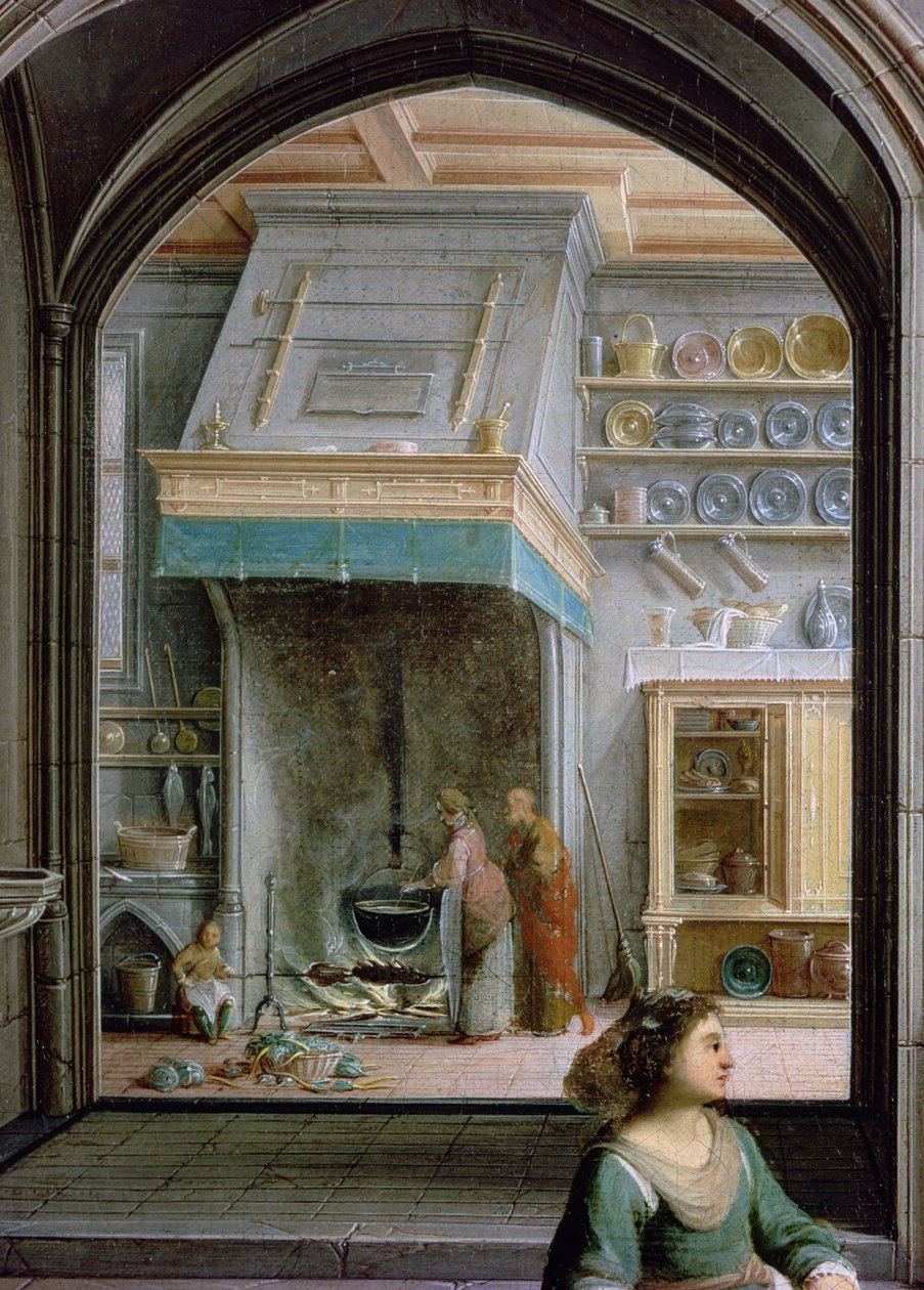 Kristus i huset til Martha og Maria, detalj av kjøkkenet, 1620 olje på lerret av Hendrik the Younger Steenwyck