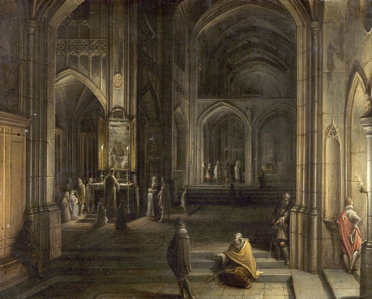 Interiør i en kirke, 1620 av Hendrik the Younger Steenwyck