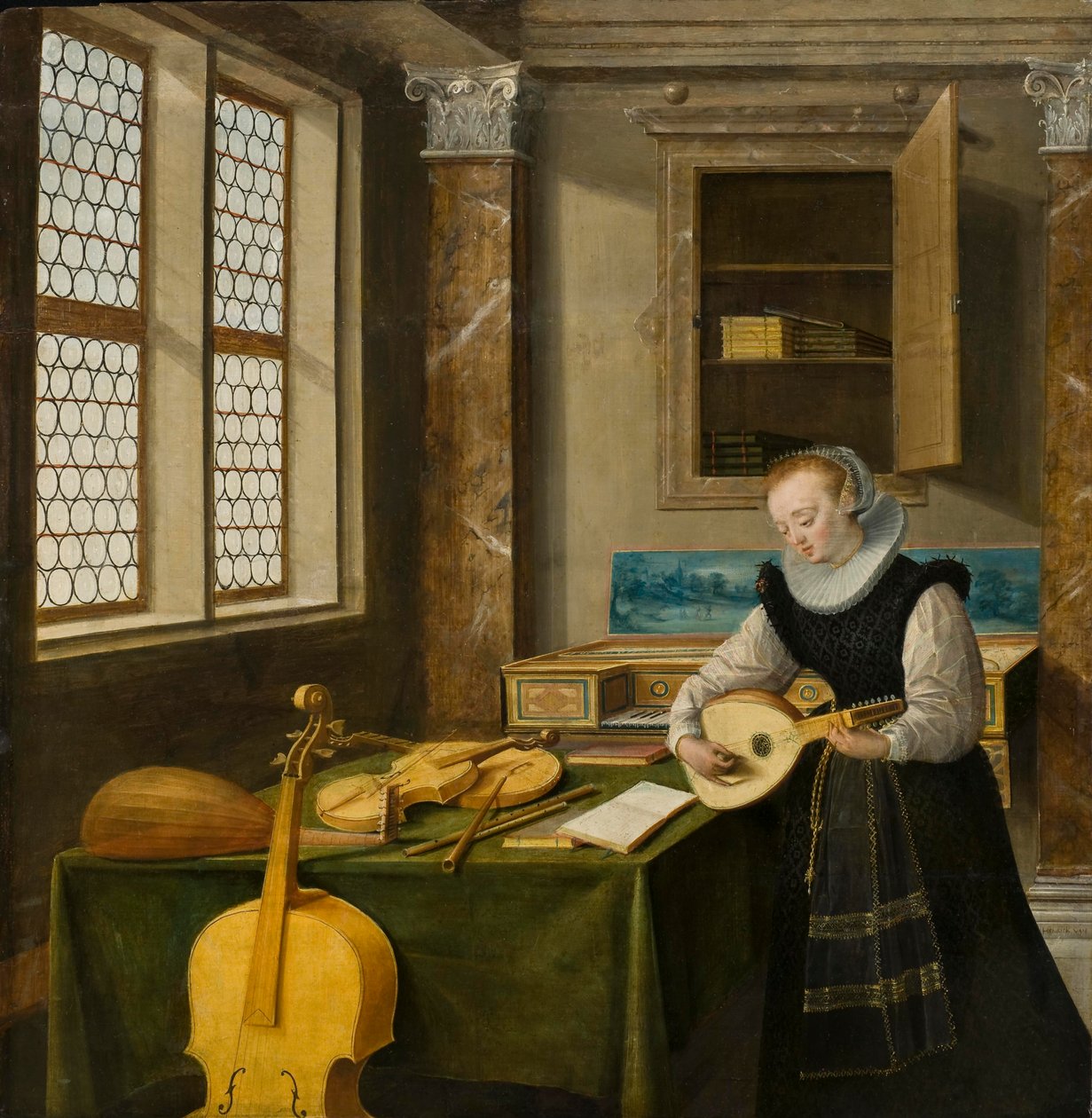Lady Playing the Lute, ca. 1610 av Hendrik the Younger Steenwyck