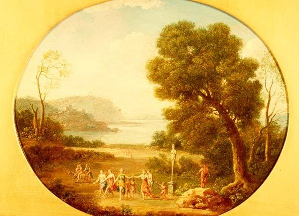 Bacchic Revelers Dancing by a Herm av Hendrik van Lint