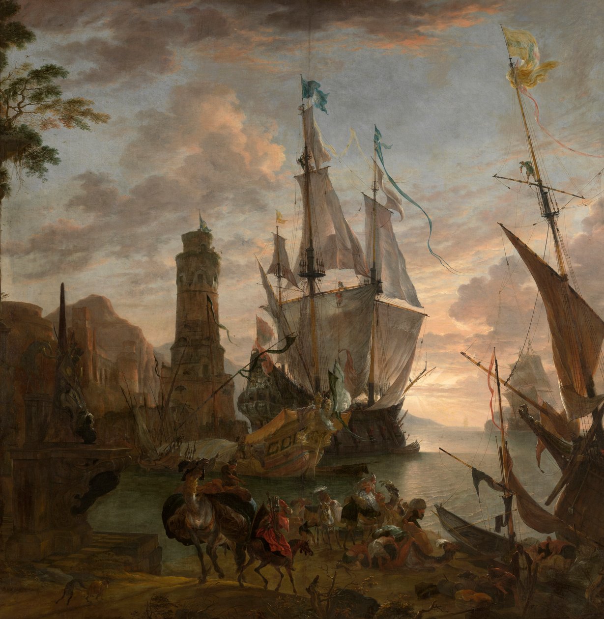 Oriental Seaport (olje på lerret) av Hendrik van Minderhout