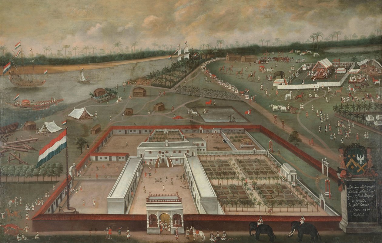 Handelsposten til det nederlandske østindiske kompaniet i Hooghly, Bengal av Hendrik van Schuylenburgh