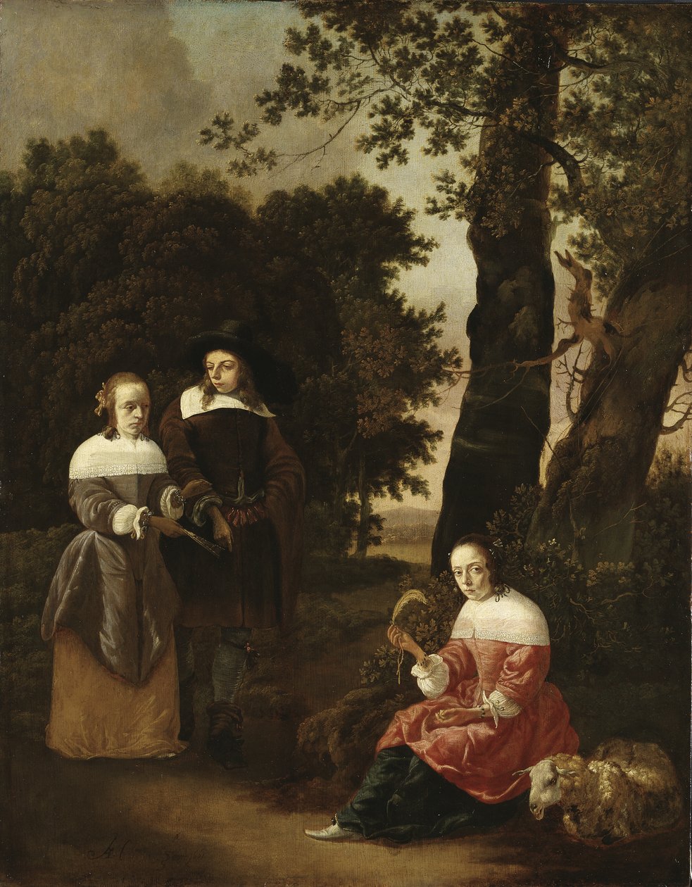 Et par og en gjeterinne i et landskap, 1661 av Hendrik van der Burgh