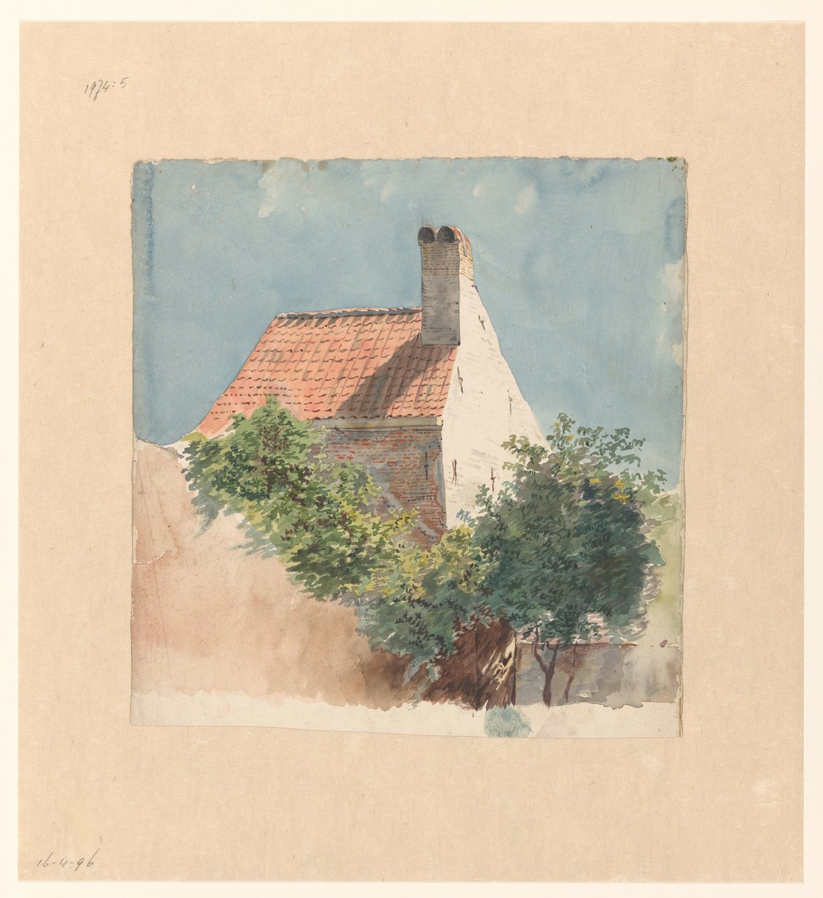 Studie av et murhus av Hendrik van der Burgh