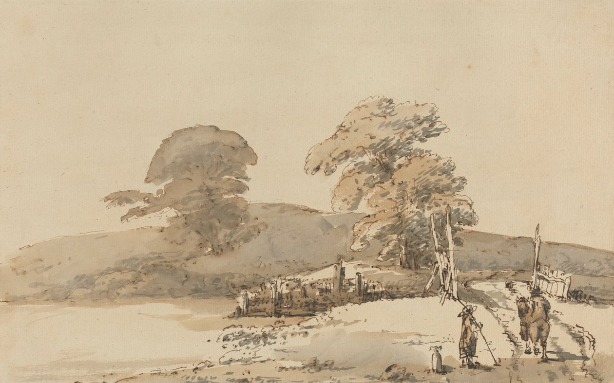 Landskap med bro av Heneage Finch fourth Earl of Aylesford