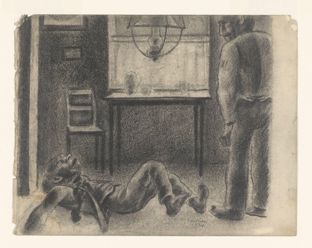 interiørscene av Henk Henriët (signed by artist)