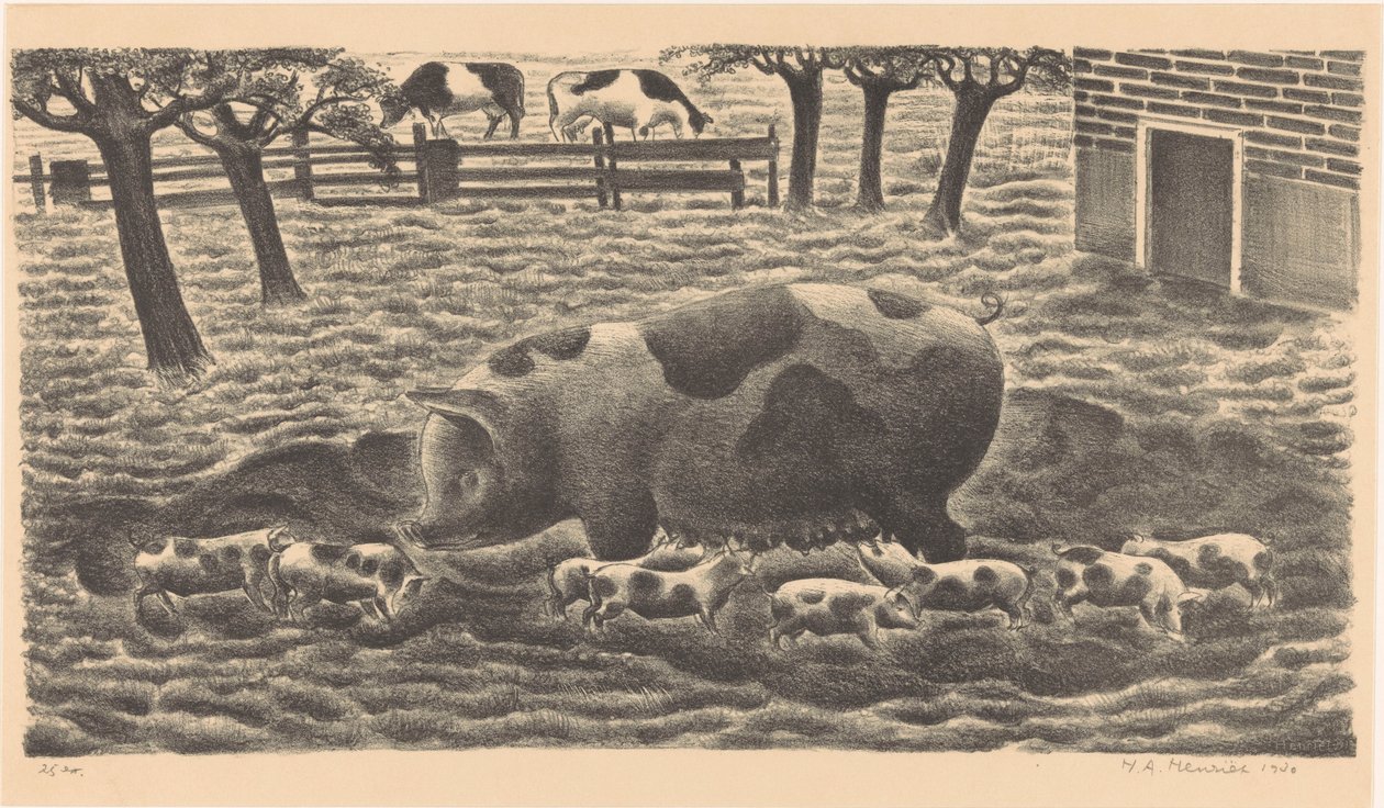Så med åtte smågriser av Henk Henriët (signed by artist)