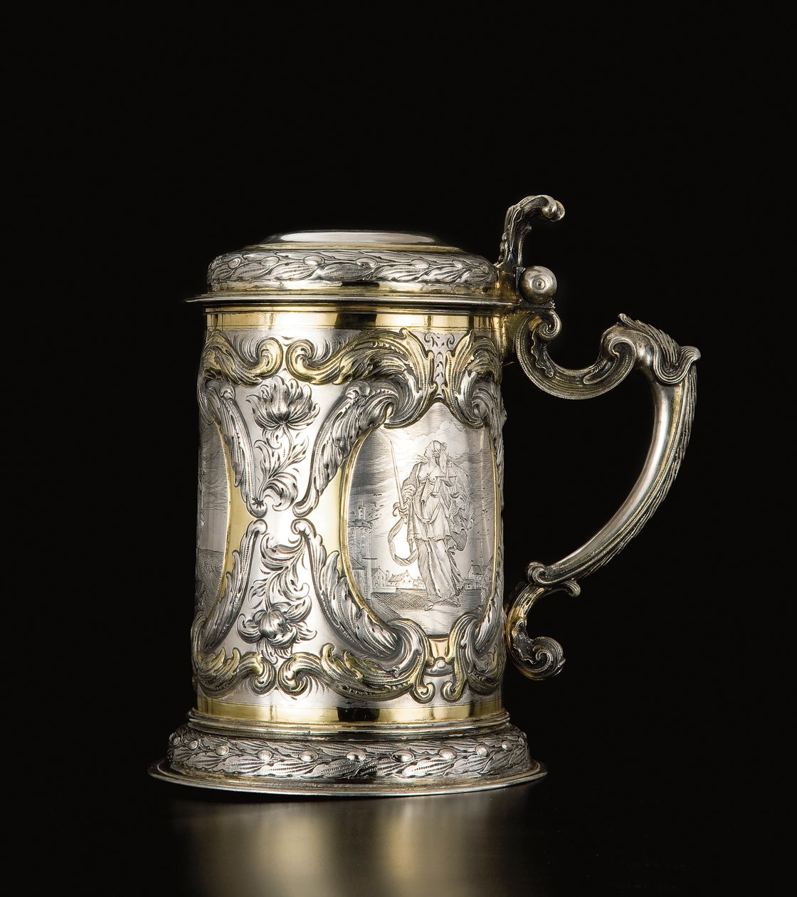Tankard, Danzig, ca. 1670 (pakke forgylt sølv) (se også 469709 og 469710) av Hennick (attr. to) Probst