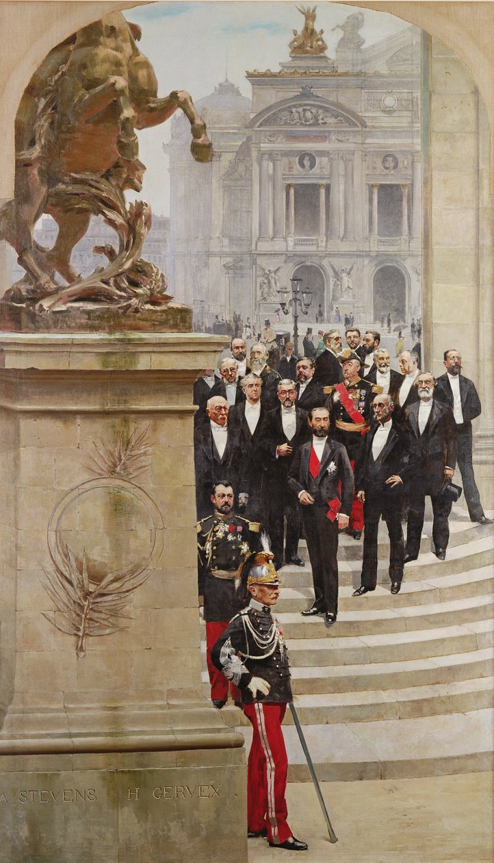 President Sadi Carnot (1837-94) og hans regjering foran Opera de Paris, fra panoramaet av 