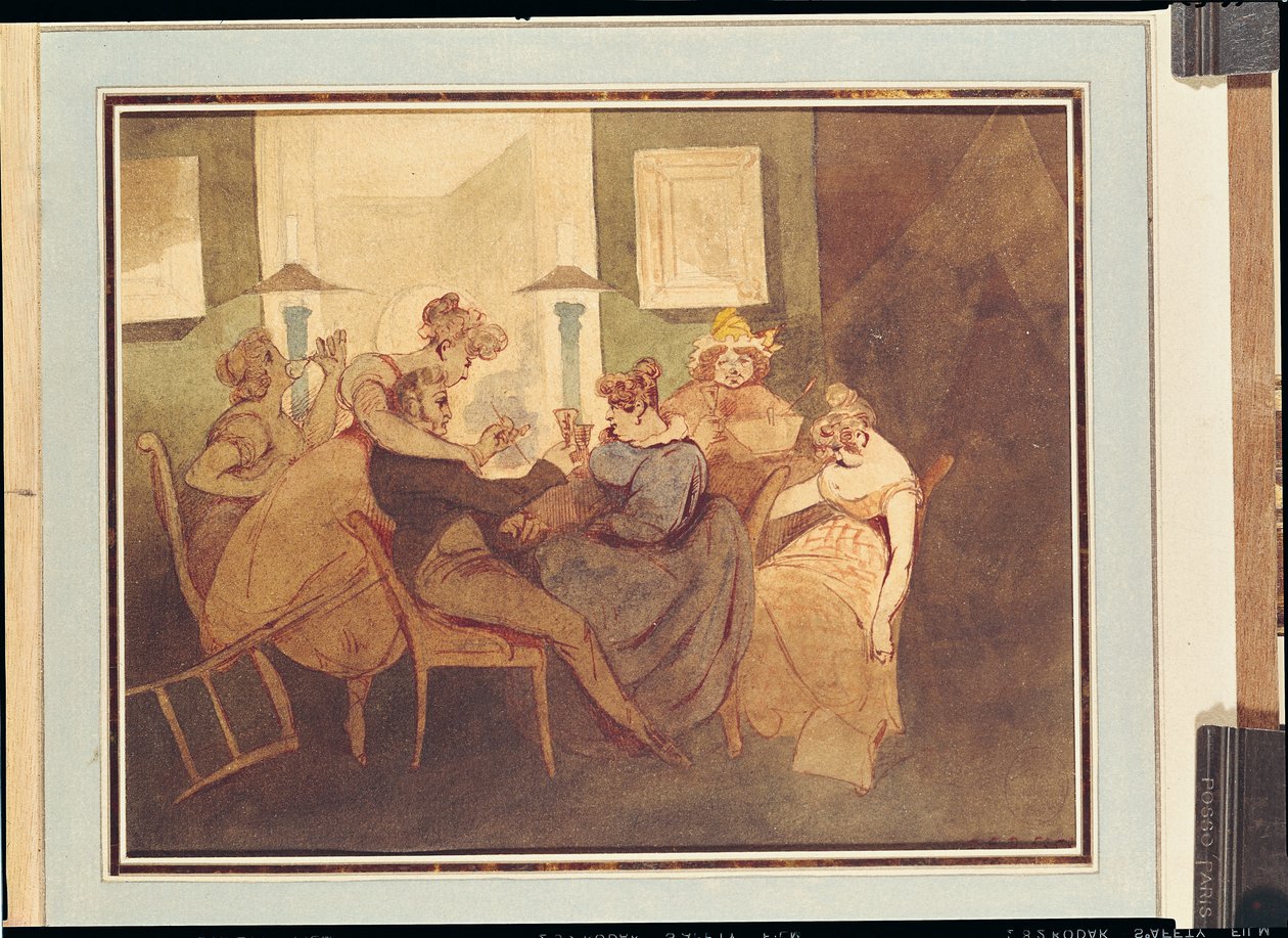 Kortspillet, etter 1830 av Henri Bonaventure Monnier