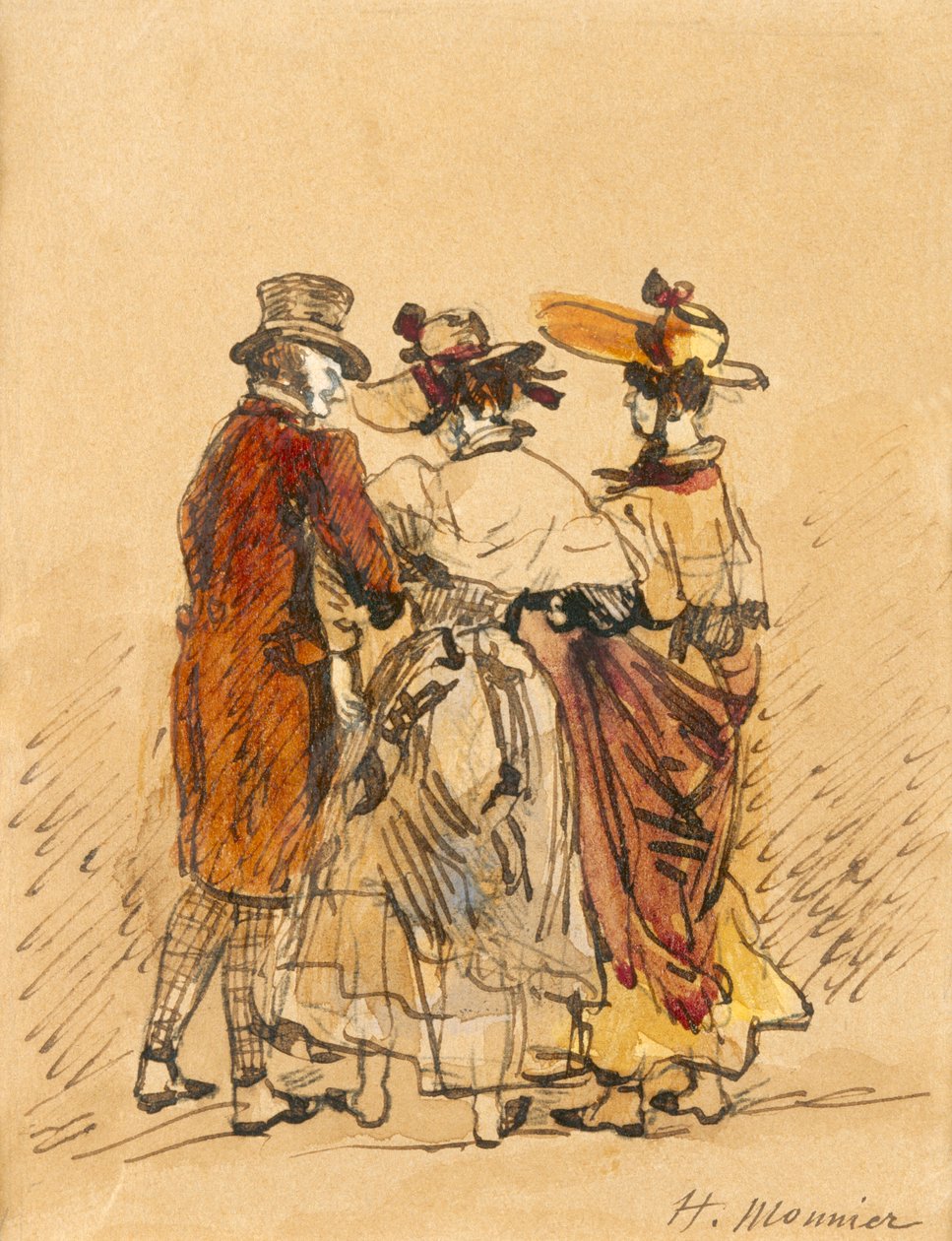 The Walk (blekk og wc på papir) av Henri Bonaventure Monnier