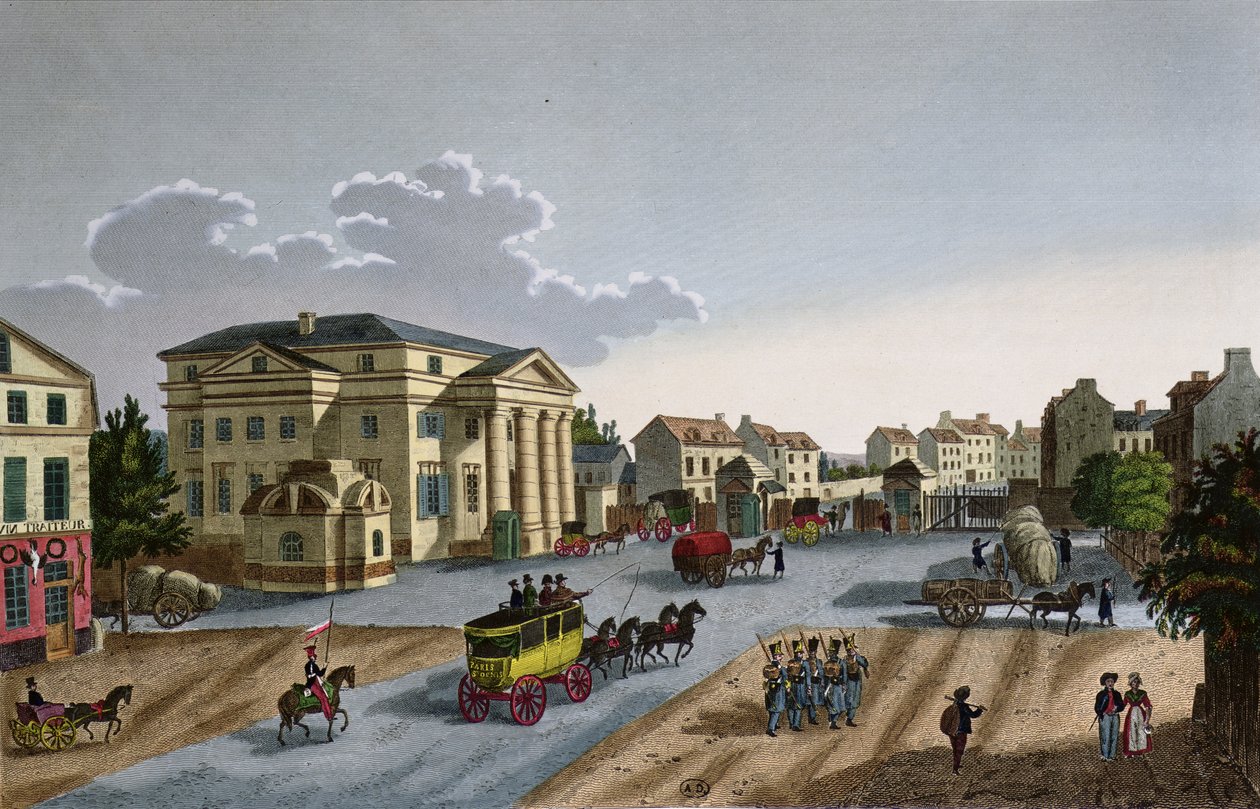 The Barriere Saint Denis, ca. 1815-20 (fargegravering) av Henri Courvoisier Voisin