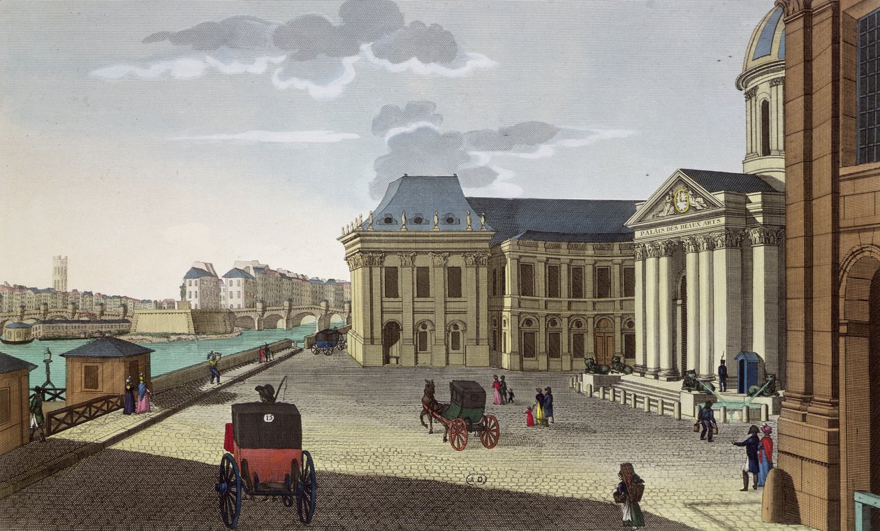 Palais des Beaux Arts, ca. 1815-20 (fargegravering) av Henri Courvoisier Voisin
