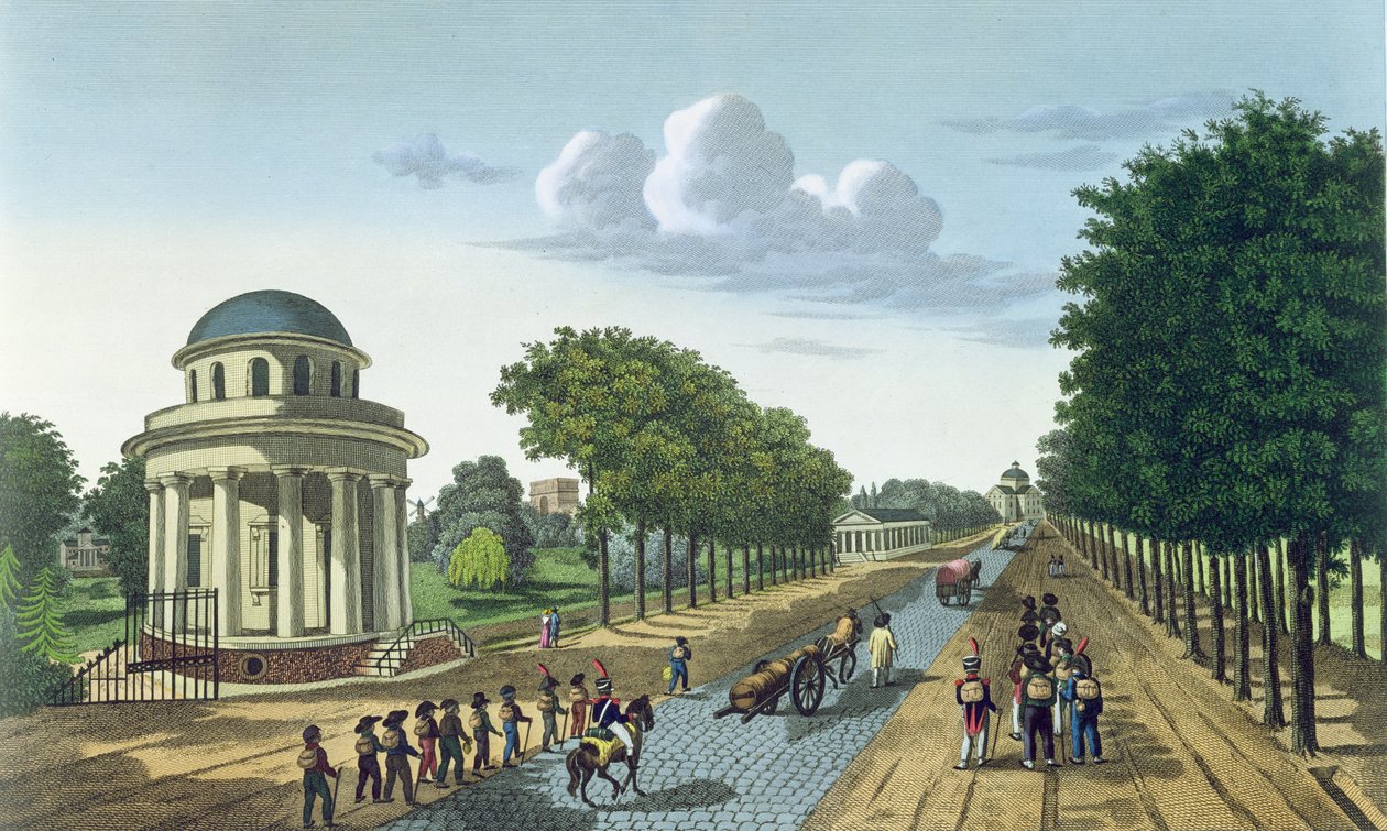 The Parc Monceaux, ca. 1815-20 (fargegravering) av Henri Courvoisier Voisin