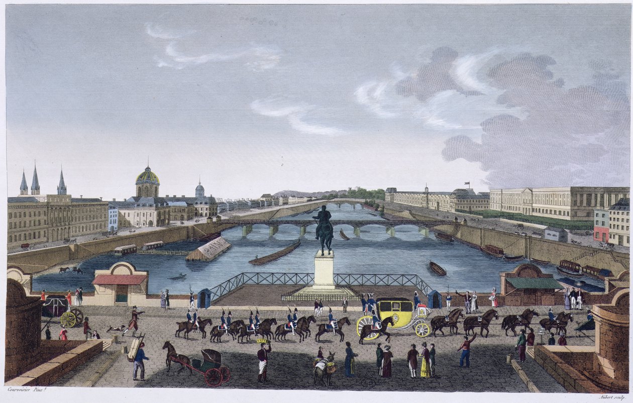 Pont Neuf. ca. 1815-20 (fargegravering) av Henri Courvoisier Voisin