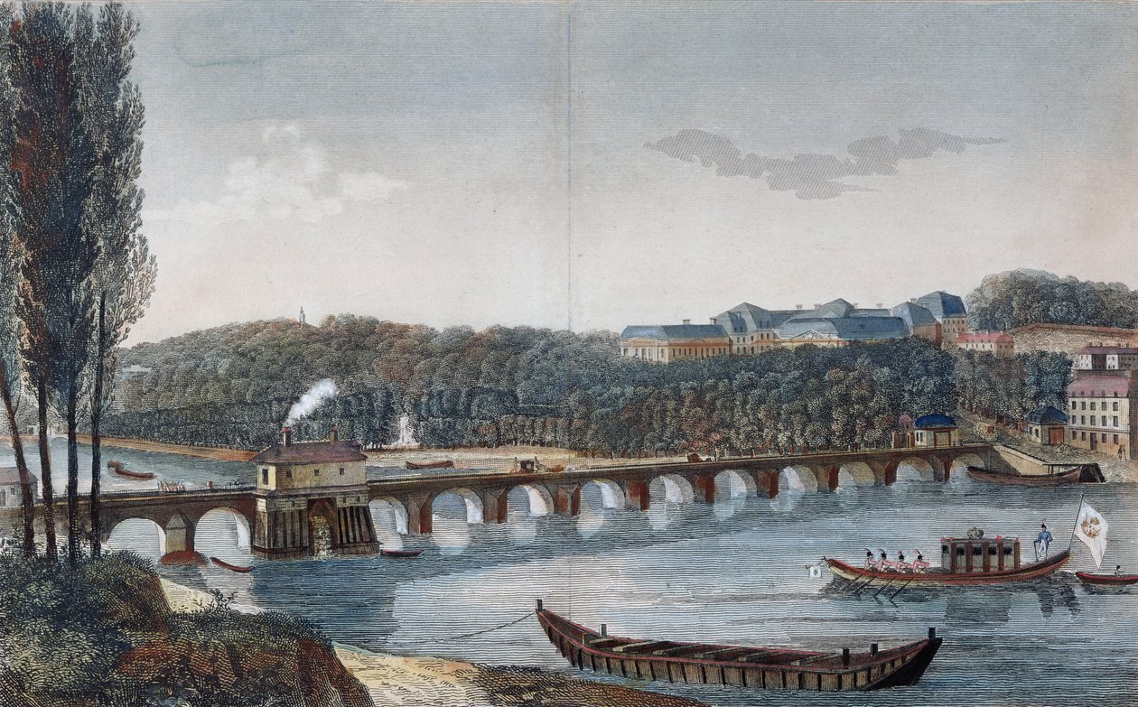 Utsikt over Chateau og Saint-Cloud-broen av Henri Courvoisier Voisin