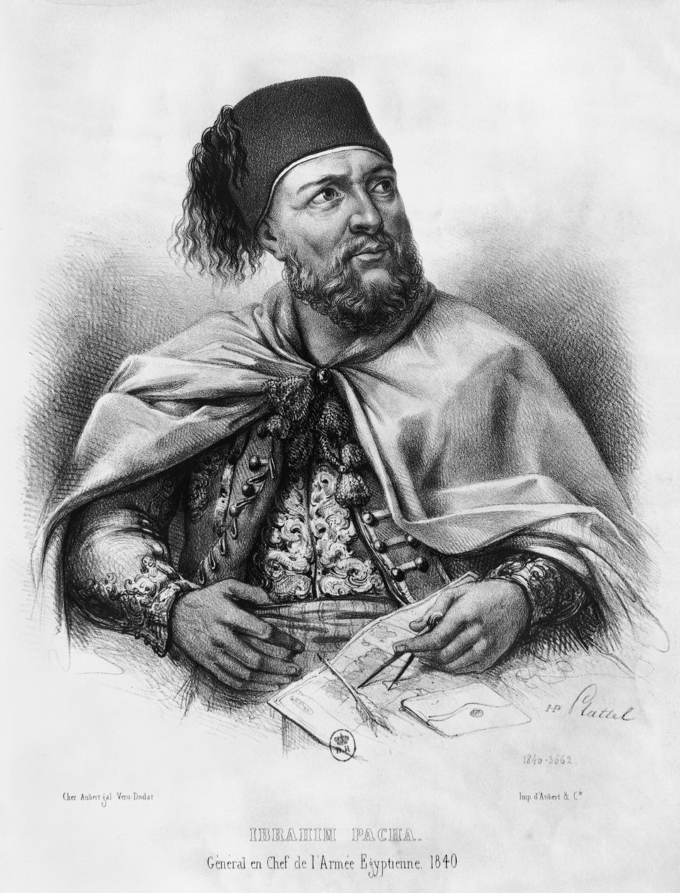 Portrett av Ibrahim Pasha, 1840 av Henri Daniel Plattel
