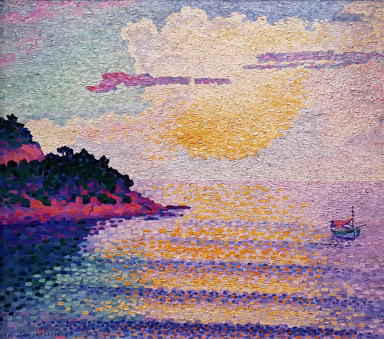 Solnedgang over havet av Henri Edmond Cross