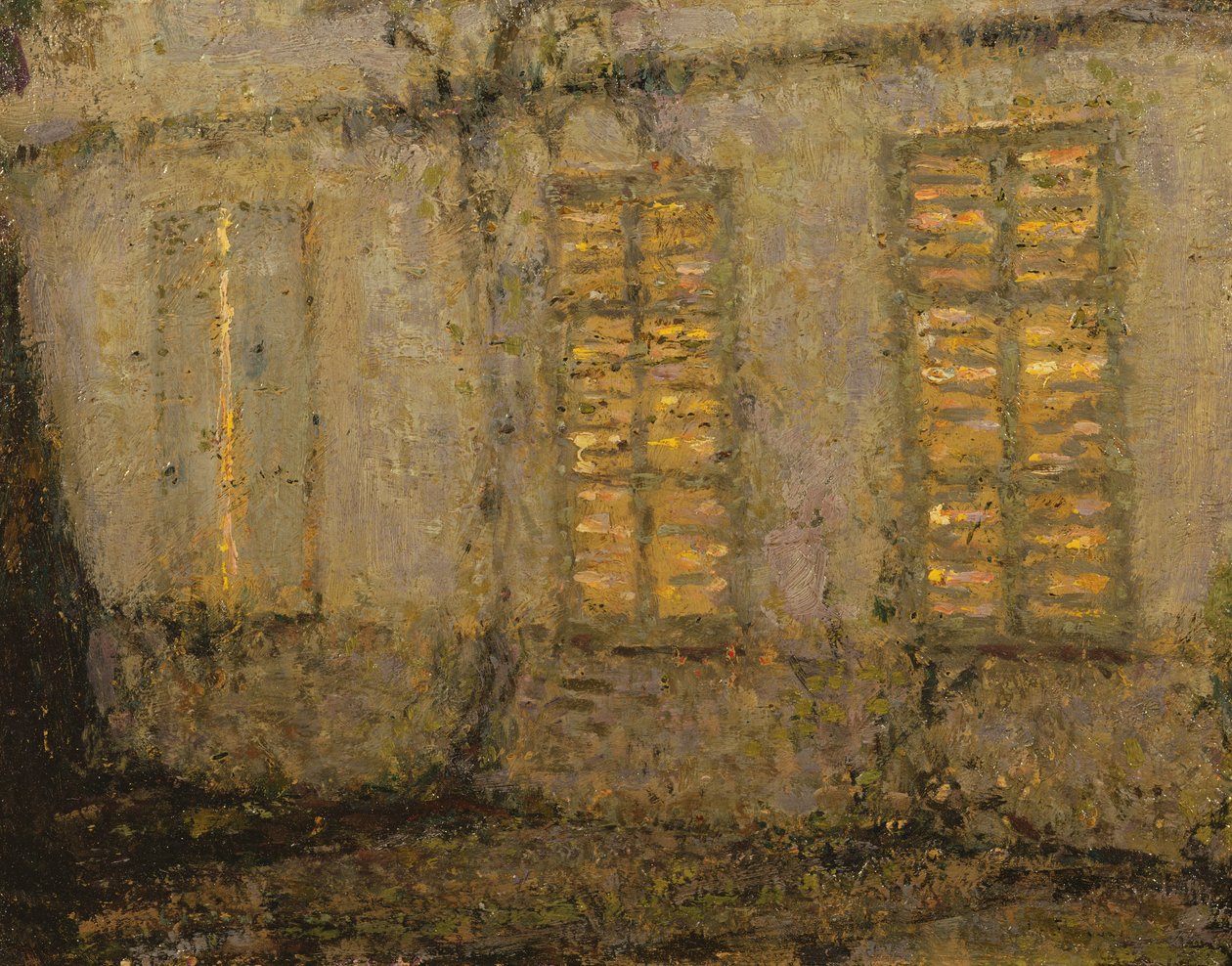 Lukket skodder, måneskinn, Gerberoy, ca. 1932 av Henri Eugene Augustin Le Sidaner