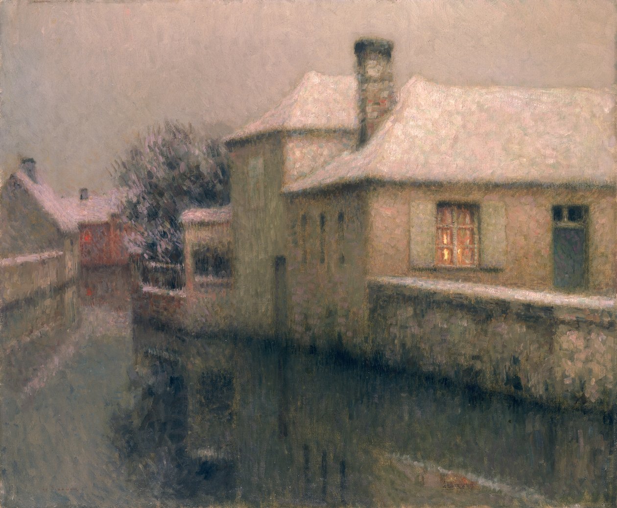 Nemours (Seine ved Marne) ca. 1903 av Henri Eugene Augustin Le Sidaner