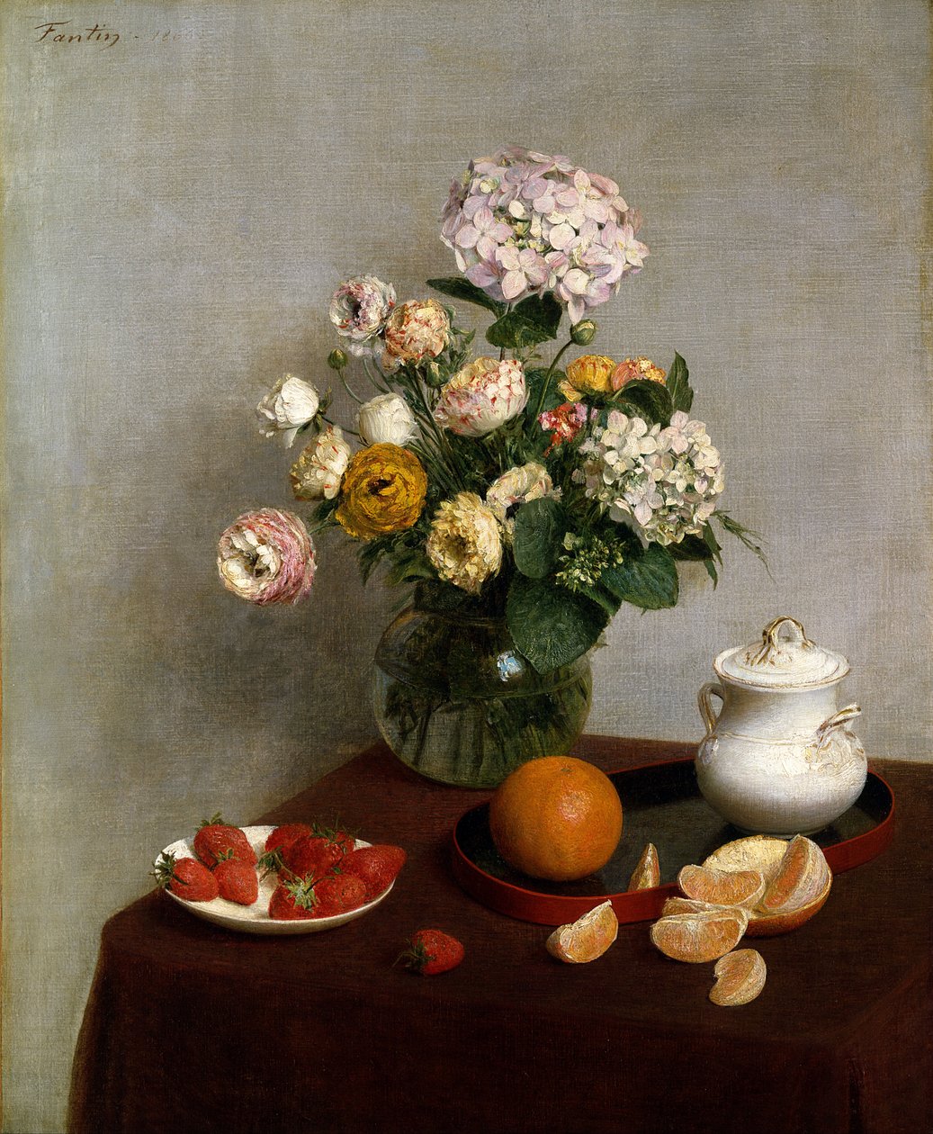 Blomster og frukt av Ignace Henri Jean Fantin Latour