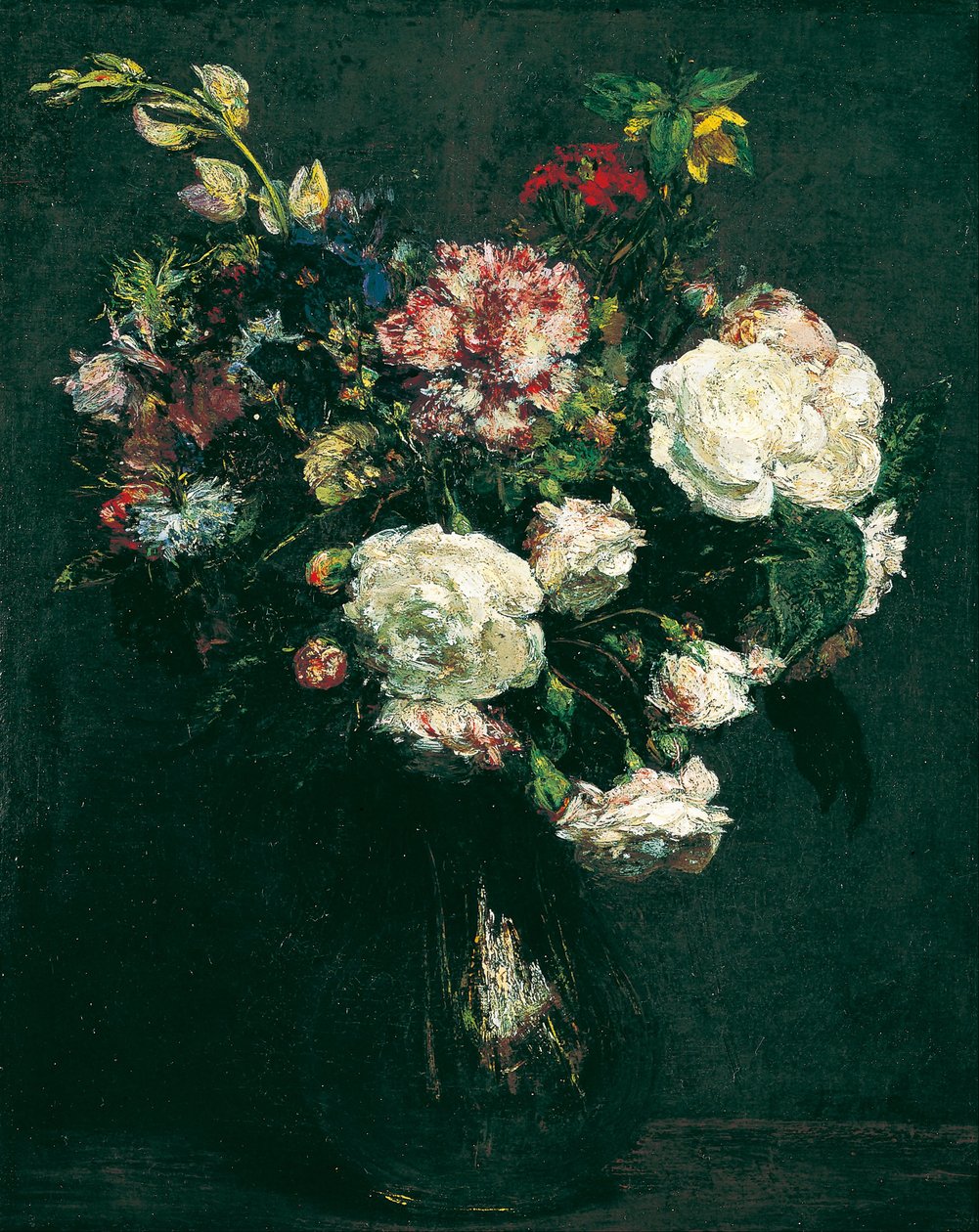Vase med blomster av Ignace Henri Jean Fantin Latour