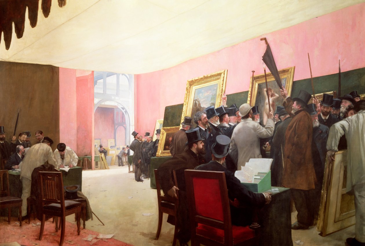 Et møte med dommerne i Salon des Artistes Francais, 1885 av Henri Gervex