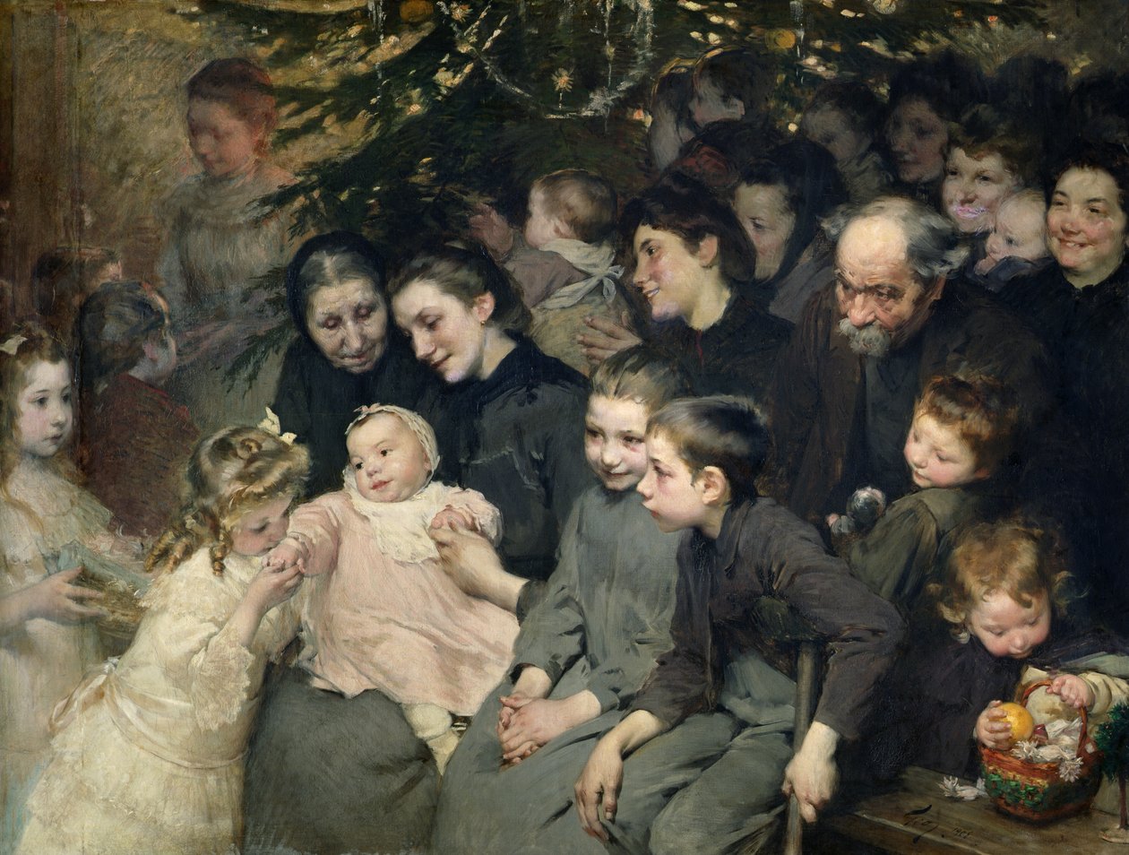 The Drop of Milk in Belleville: The Christmas Tree at the Dispensary, 1908 av Henri Jules Jean Geoffroy