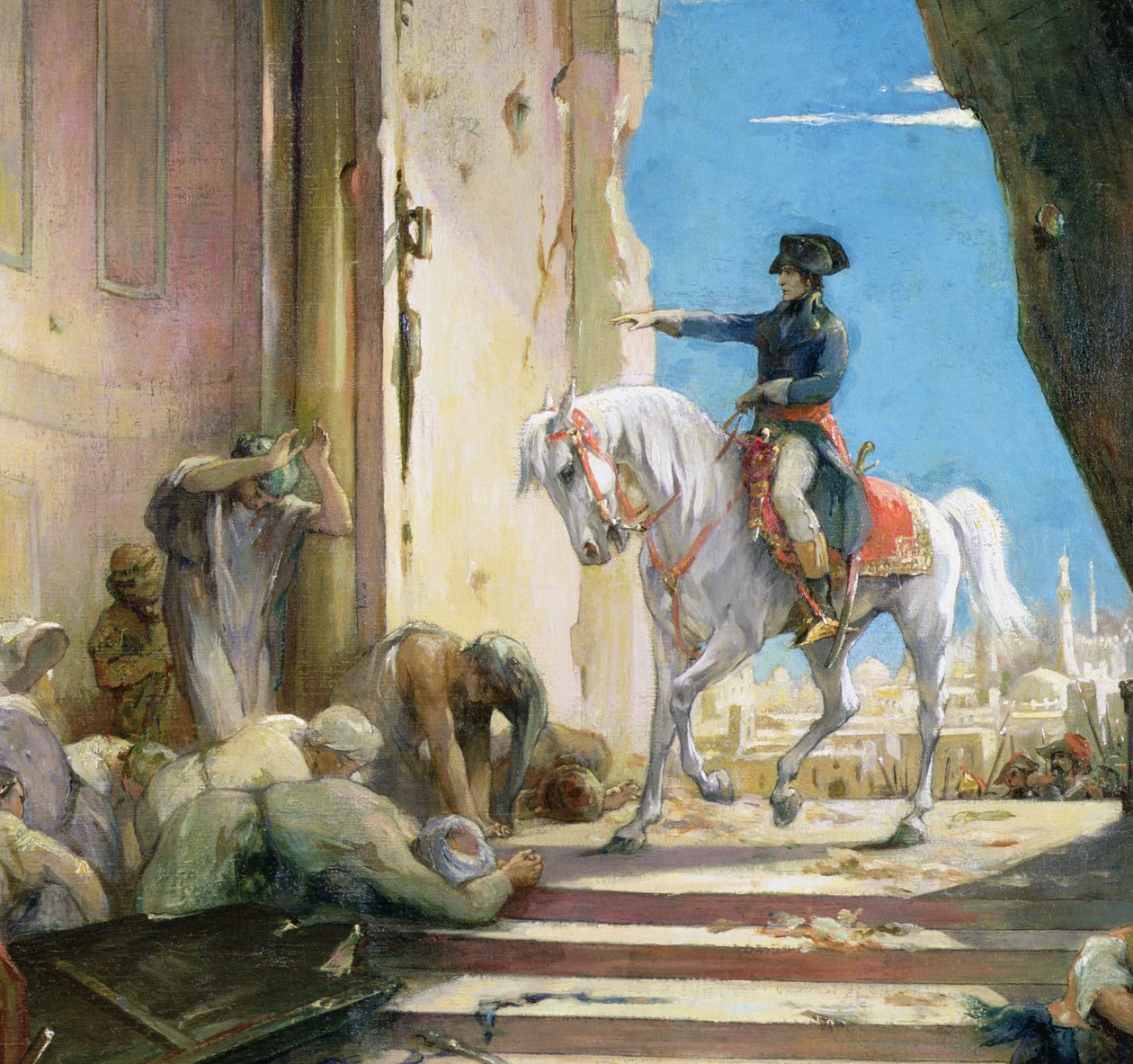Napoleon Bonaparte (1769-1821) i den store moskeen i Kairo (detalj av 26200) av Henri Leopold Levy