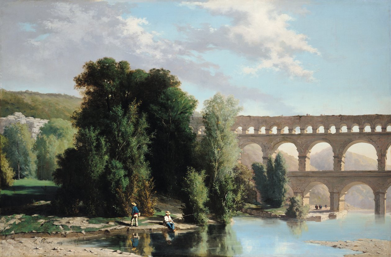 Utsikt over Pont du Gard, 1859 av Henri Marie Poinsot