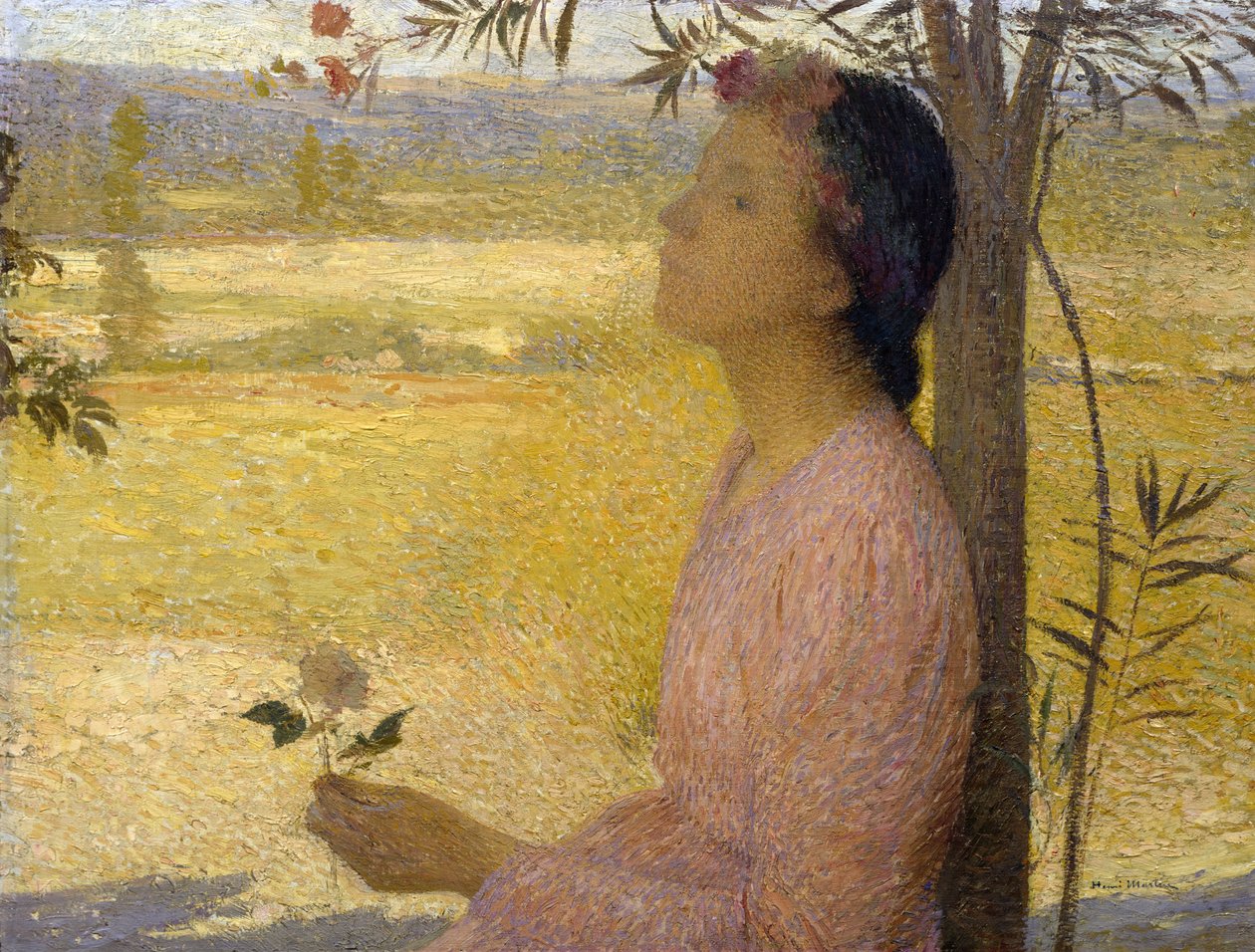 Ung kvinne med en rose av Henri Martin