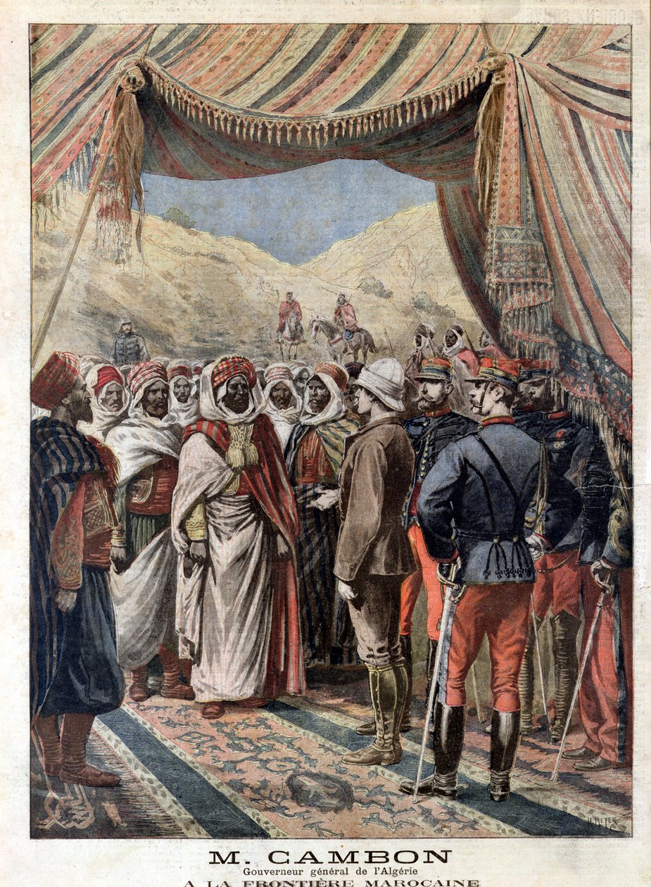 Jules Cambon (1845-1935) generalguvernør i Algerie 1871-1897 ved den marokkanske grensen, illustrasjon fra 'Le Petit Journal' 9. mai 1897 av Henri Meyer