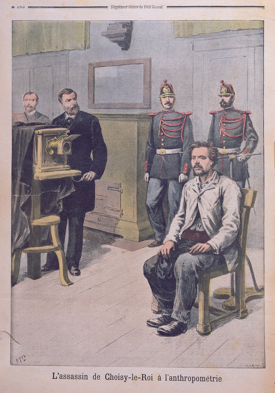 Assassin of Choisy-le-Roy blir fotografert foran professor Bertillon, fra 