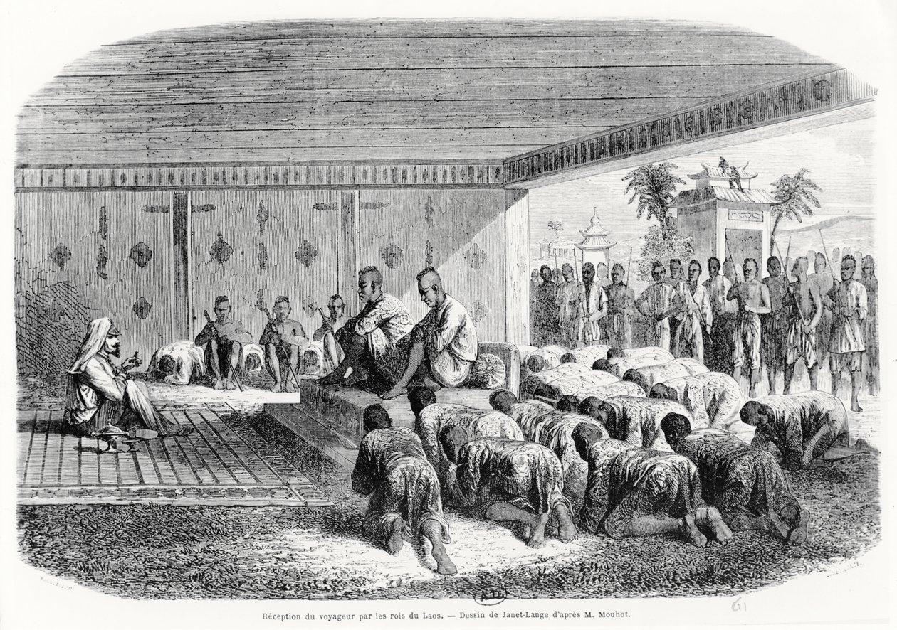 Mottak av en reisende av kongen av Laos, 1861 av Henri Mouhot