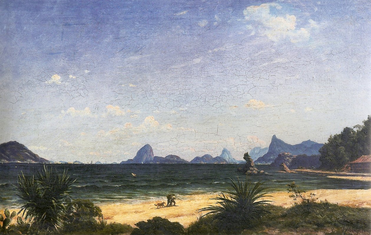 Inngang til bukten Rio de Janeiro sett fra Icarai -stranden ved Niteroi av Henri Nicolas Vinet