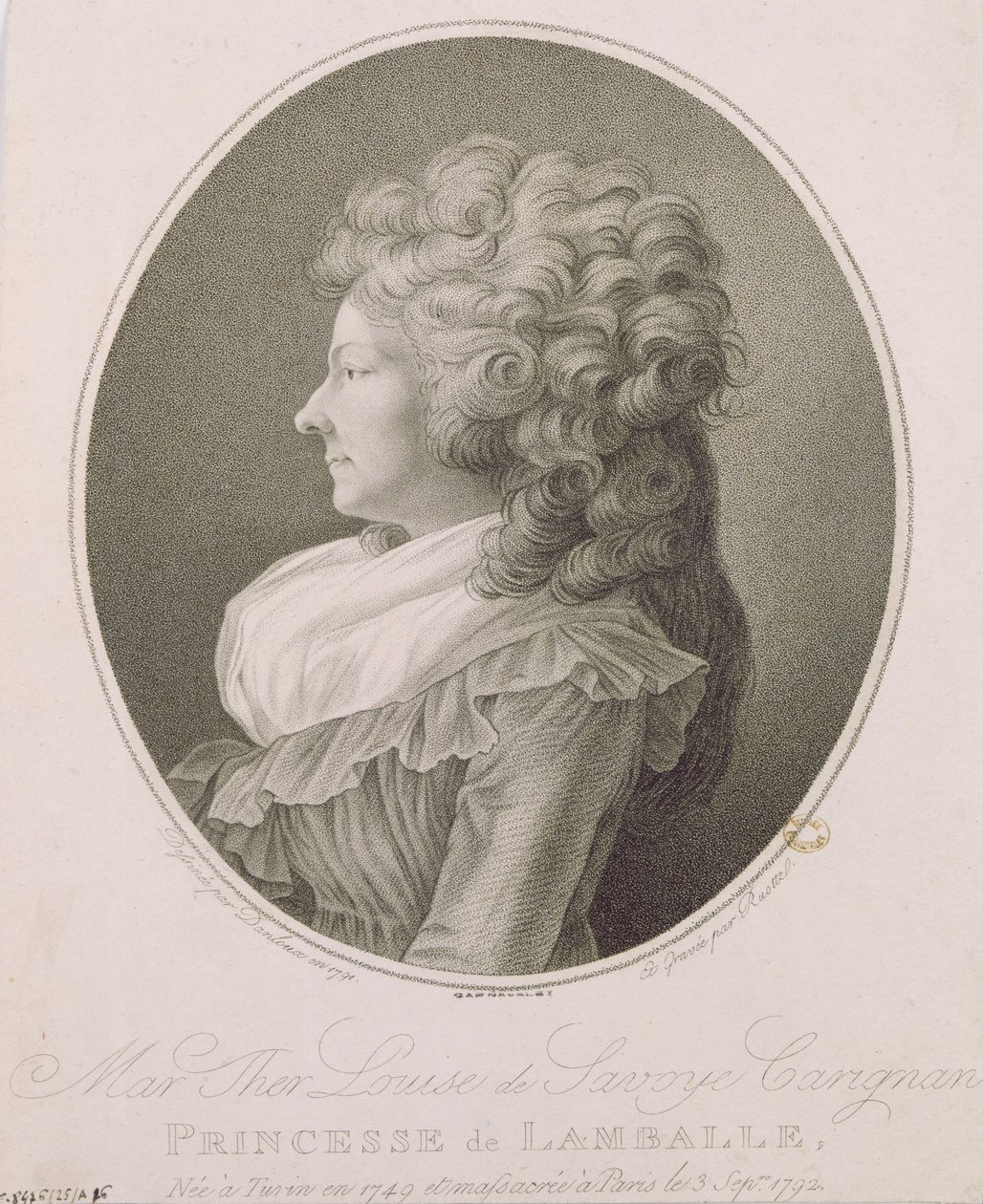 Marie Therese Louise de Savoie-Carignan (1749-92) prinsesse av Lamballe, 1791 av Henri Pierre Danloux