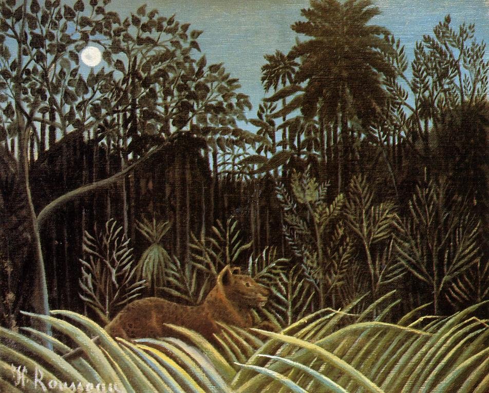 Jungel med løve av Henri Rousseau